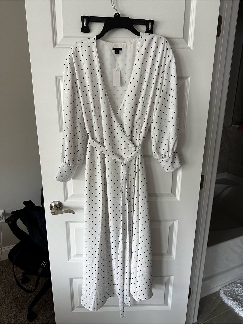 AnnTaylor White Polka Dot Wrap Maxi Dress, Size 12